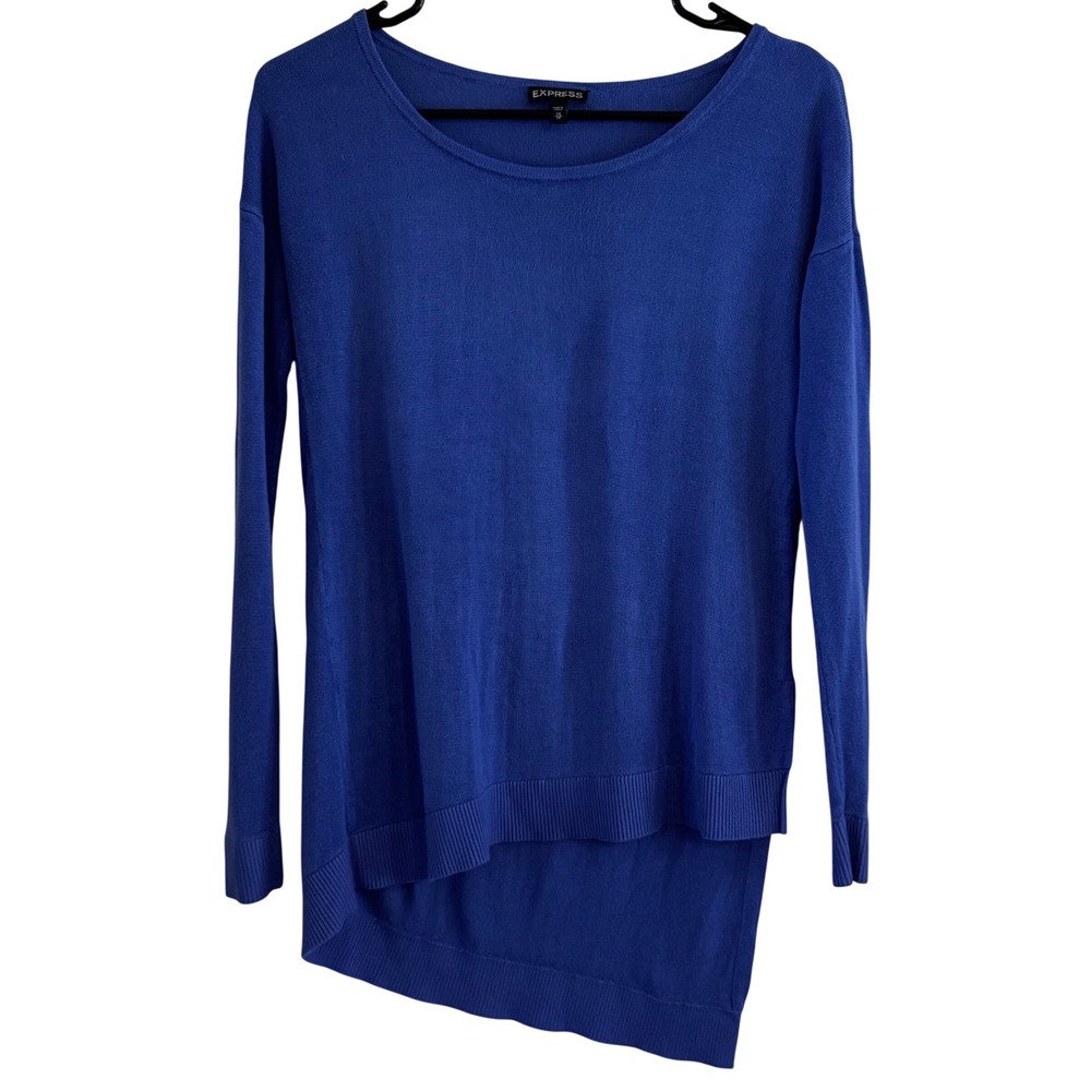 Express Cobalt Blue‎ Asymmetrical Hem Lightweight Knit Sweater Top, XS